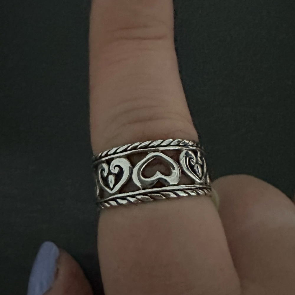 Sterling Silver Heart Ring - Size 8, Brand New